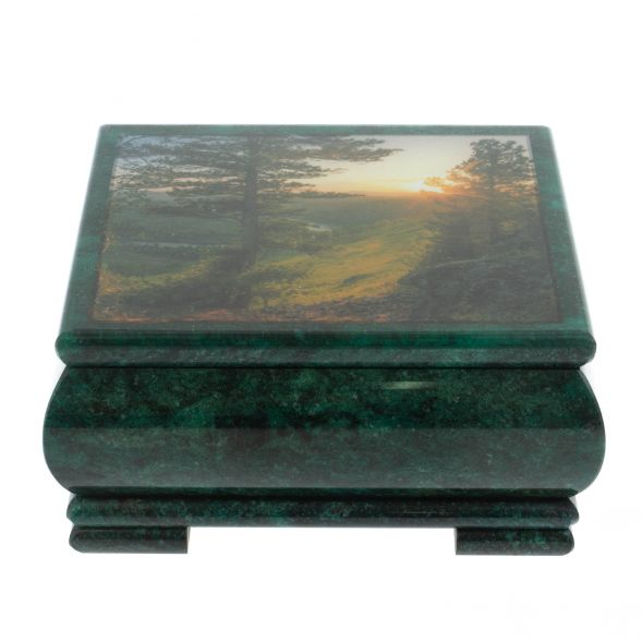 Шкатулка &amp;quot;Закат&amp;quot; из змеевика 18х18х8 см 128341