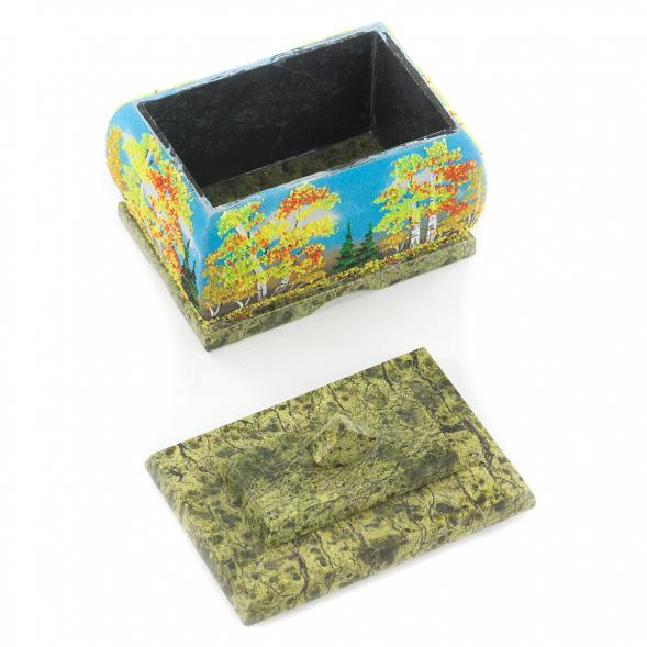 Шкатулка змеевик рисунок Осень 11х8х9,5 см 119959