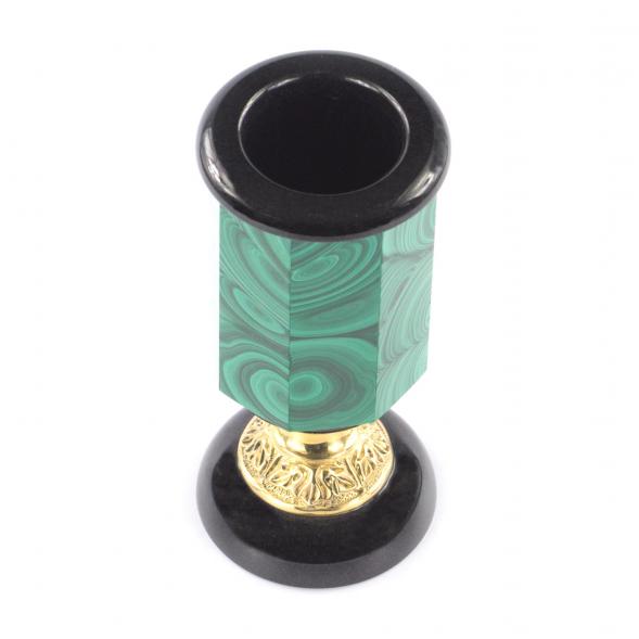 Карандашница камень малахит бронза 121257