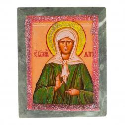 Икона настольная &amp;quot;Святая Матрона&amp;quot; камень змеевик 9х7,2х3 см