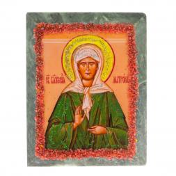 Икона настольная &amp;quot;Святая Матрона&amp;quot; камень змеевик 9х7,2х3 см