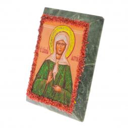 Икона настольная &amp;quot;Святая Матрона&amp;quot; камень змеевик 9х7,2х3 см