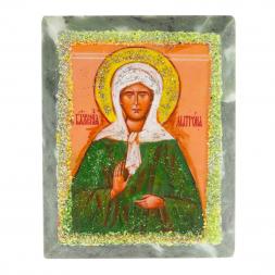 Икона настольная &amp;quot;Святая Матрона&amp;quot; камень змеевик 9х7,2х3 см