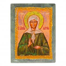 Икона настольная &amp;quot;Святая Матрона&amp;quot; камень змеевик 9х7,2х3 см