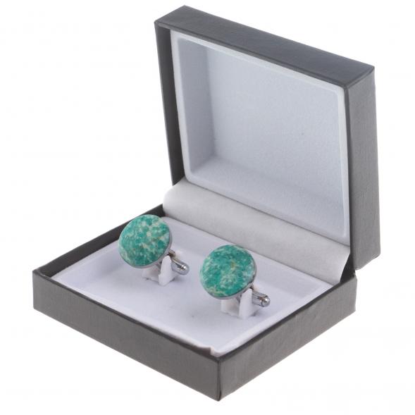 Запонки камень амазонит круглые 124433