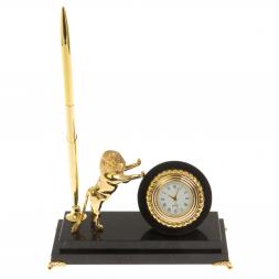Часы настольные из бронзы и долерита &amp;quot;Лев&amp;quot;