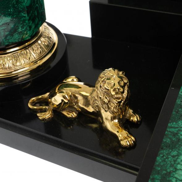 Письменный набор &amp;quot;Президентский&amp;quot; из малахита с лампой 116477