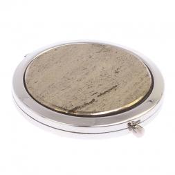 Карманное зеркальце из камня пирит цвет серебро