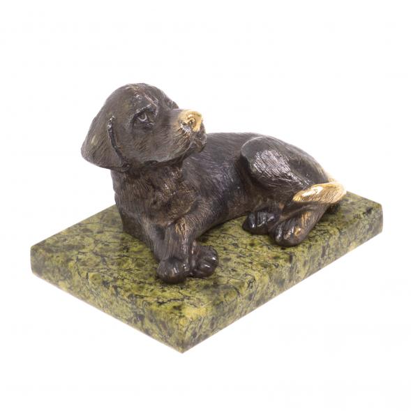 Статуэтка из бронзы &amp;quot;Гончая лежит&amp;quot; змееевик 8,5х6х5,5 см 126545