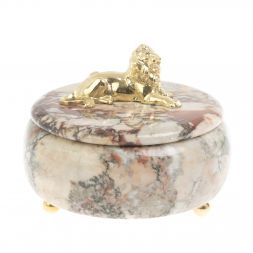 Шкатулка "Лев" из креноида 15х15х12 см