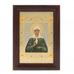 Икона гравюра &amp;quot;Матрона Московская&amp;quot; багет 12,5х17,5х1 см Златоуст