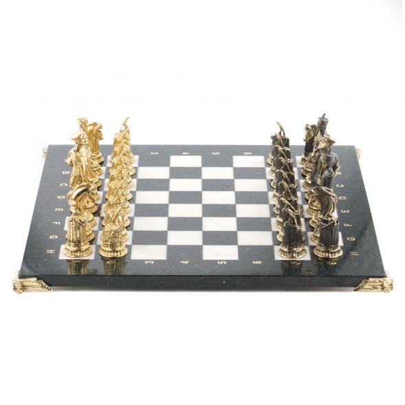 Подарочные шахматы &amp;quot;Деревенские&amp;quot; бронзовые, доска каменная 40х40 см 120035