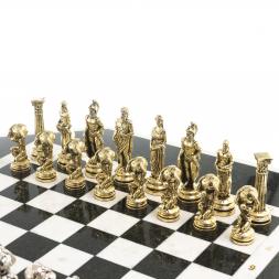 Шахматный стол &amp;quot;Атлас&amp;quot; мрамор, змеевик на металлической подставке