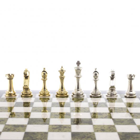 Шахматы турнирные &amp;quot;Стаунтон&amp;quot; доска 40х40 см мрамор змеевик 124516