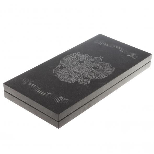 Нарды с гравировкой &amp;quot;Герб СССР / герб РФ&amp;quot; камень гранит 124587