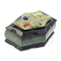 Шкатулка &amp;quot;Лепесток&amp;quot; большая змеевик 17х10х8 см