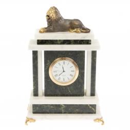 Часы "Лев" из нефрита белого мрамора