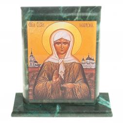 Икона &amp;quot;Св. Матрона Московская&amp;quot; змеевик 15х5х15,5 см