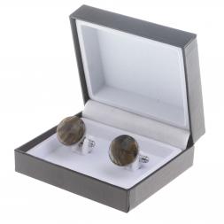 Запонки камень лабрадор круглые