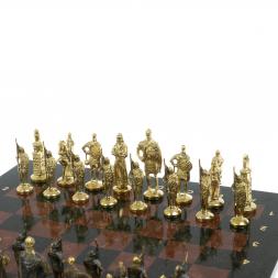 Шахматы настольные &amp;quot;Русские&amp;quot; бронза камень лемезит 40х40 см