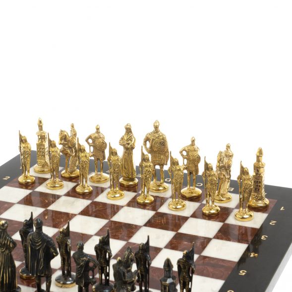 Шахматы &amp;quot;Русские&amp;quot; бронза доска 40х40 лемезит мрамор 127555