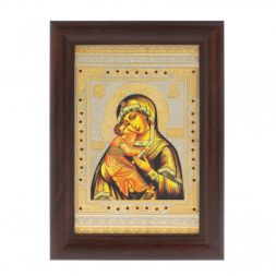 Икона гравюра &amp;quot;Владимирская Божья Матерь&amp;quot; багет 12,5х17,5х1 см Златоуст