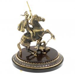 Cтатуэтка &amp;quot;Святой Георгий Победоносец&amp;quot; из бронзы и яшмы