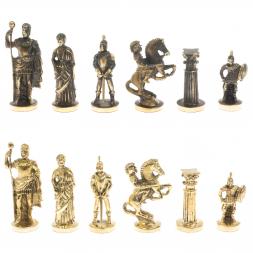 Шахматы подарочные из бронзы "Римские" 44х44 см мрамор лемезит