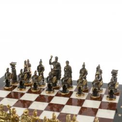 Шахматы подарочные из бронзы "Римские" 44х44 см мрамор лемезит