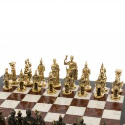 Шахматы подарочные из бронзы "Римские" 44х44 см мрамор лемезит