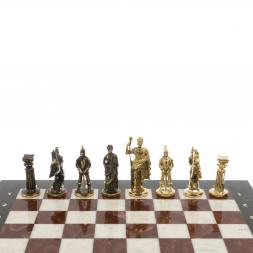 Шахматы подарочные из бронзы "Римские" 44х44 см мрамор лемезит