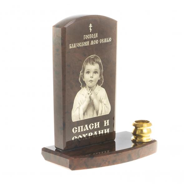 Оберег с подсвечником &amp;quot;Благослави мою семью&amp;quot; камень обсидиан 123016