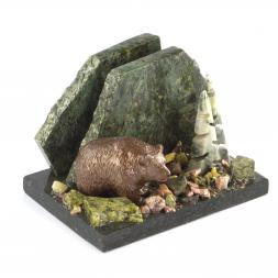 Визитница из змеевика "Мишка"