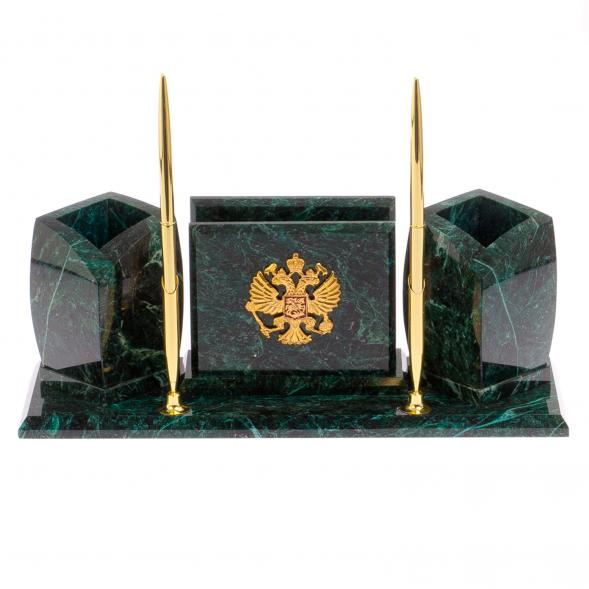 Мини-набор с гербом РФ камень змеевик 125320