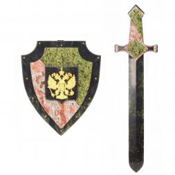 Настенный сувенир из камня &amp;quot;Щит и меч&amp;quot; с гербом России