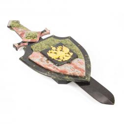 Настенный сувенир из камня &amp;quot;Щит и меч&amp;quot; с гербом России