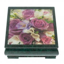 Шкатулка &amp;quot;Букет роз&amp;quot; из змеевика 18х18х8 см