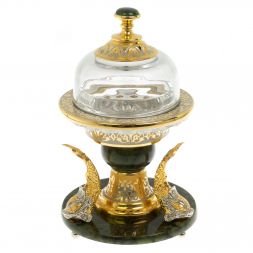 Икорница с тремя стопками "Три кита" нефрит