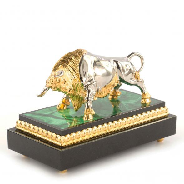 Статуэтка &amp;quot;Бык&amp;quot; бронза малахит Златоуст 121065