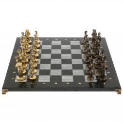 Шахматы из бронзы "Римские" доска 44х44 см из серого мрамора