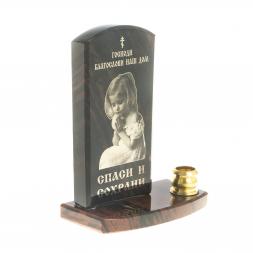 Оберег с подсвечником "Благослави наш дом" камень обсидиан