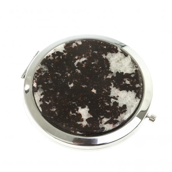 Зеркало круглое с накладкой из флогопита цвет серебро 124208