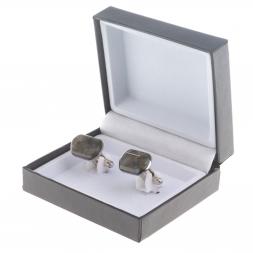 Запонки камень лабрадор закругленные