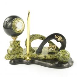 Письменный набор &amp;quot;Подкова&amp;quot; камень змеевик с шаром антистресс