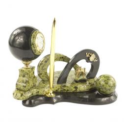 Письменный набор &amp;quot;Подкова&amp;quot; камень змеевик с шаром антистресс