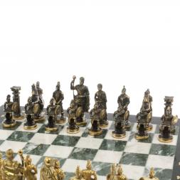 Шахматы &amp;quot;Римские&amp;quot; бронза доска 44х44 см шабровский змеевик