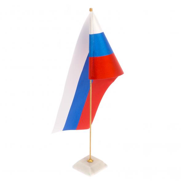 Флагшток с флагом России из белого мрамора 125720