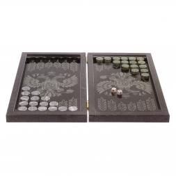 Нарды с гравировкой &amp;quot;Русский мишка / герб РФ&amp;quot; камень гранит