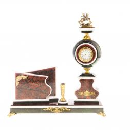 Канцелярский набор с визитницей &amp;quot;Георгий Победоносец&amp;quot; змеевик красный