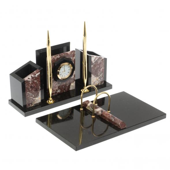 Письменный набор &amp;quot;Канцелярский&amp;quot; с часами из креноида 127478